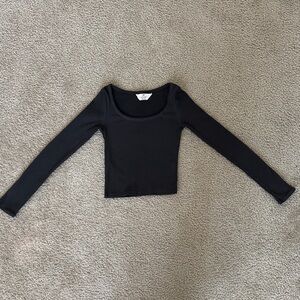 Dark gray Long Sleeve Crop Top